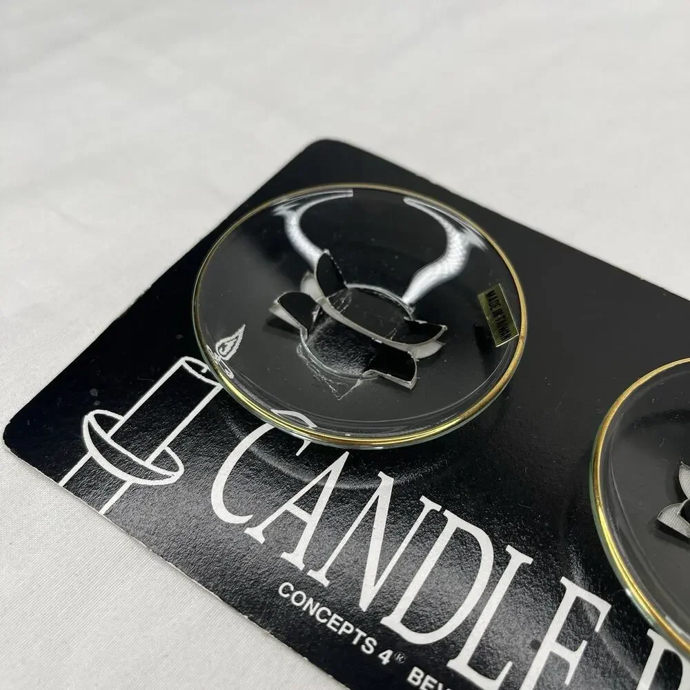 Candle Rings Set Of 2, New In Package, Glass with gold rim, evening, dinner